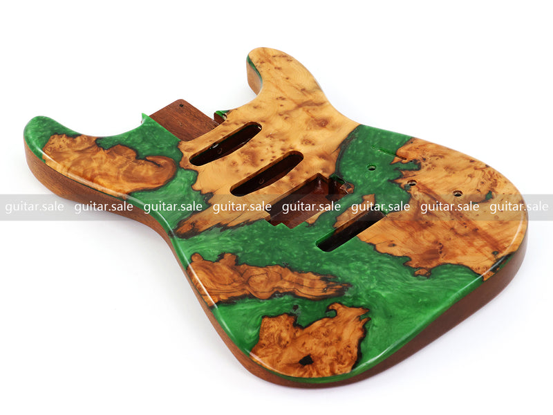 One-of-a-Kind Burl Wood Veneer Epoxy Resin ST Style Electric Guitar Body (SBE-033)