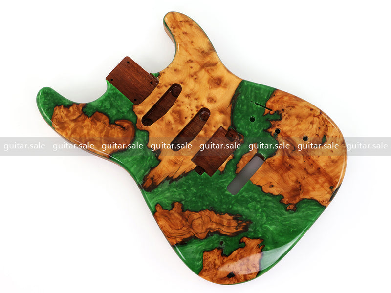 One-of-a-Kind Burl Wood Veneer Epoxy Resin ST Style Electric Guitar Body (SBE-033)