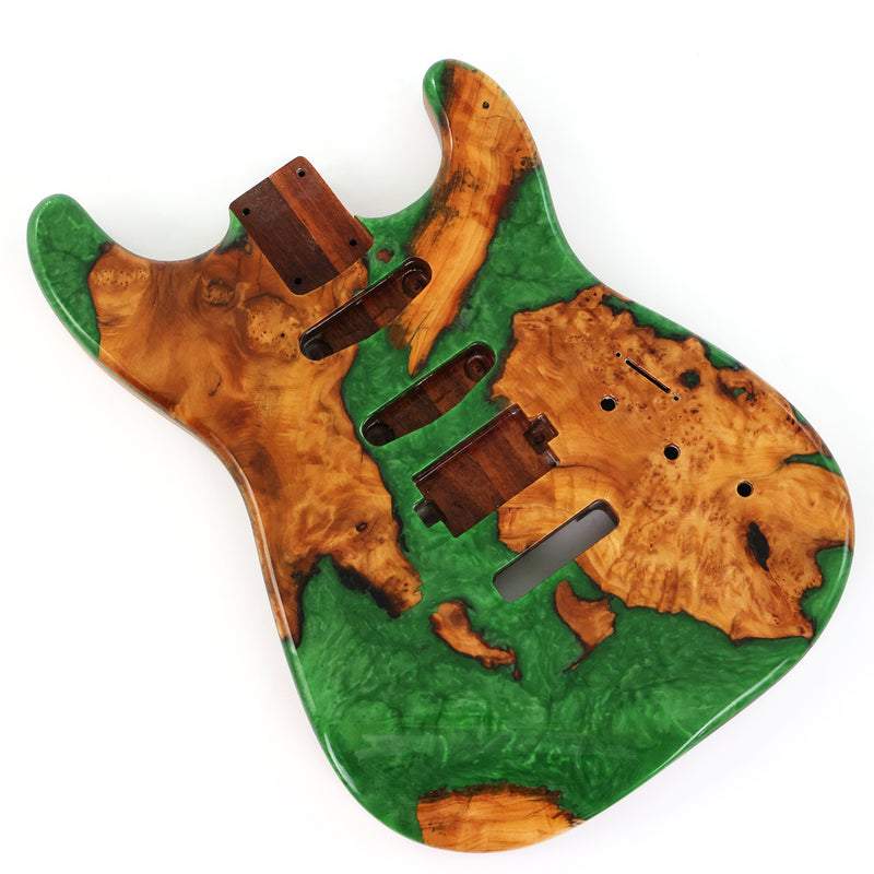 One-of-a-Kind Burl Wood Veneer Epoxy Resin ST Style Electric Guitar Body (SBE-034)