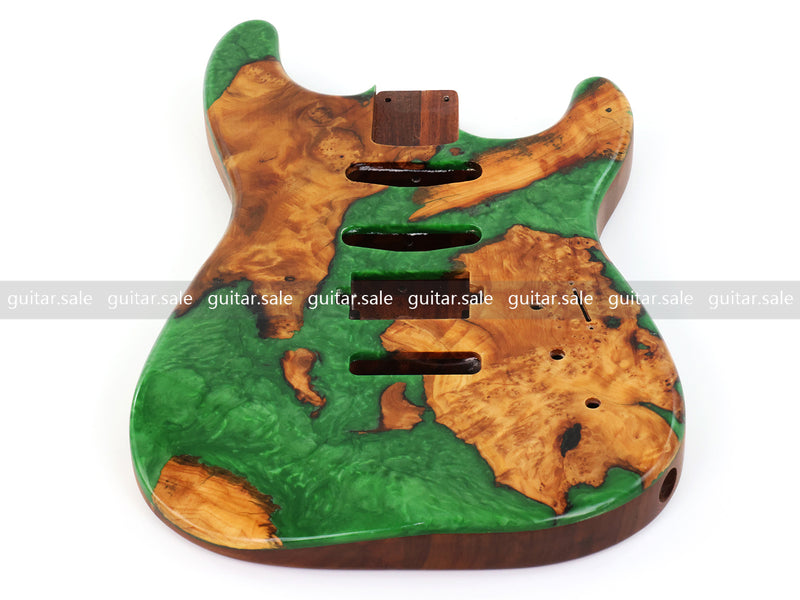 One-of-a-Kind Burl Wood Veneer Epoxy Resin ST Style Electric Guitar Body (SBE-034)