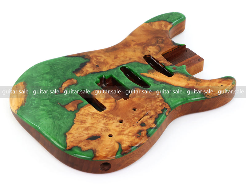 One-of-a-Kind Burl Wood Veneer Epoxy Resin ST Style Electric Guitar Body (SBE-034)