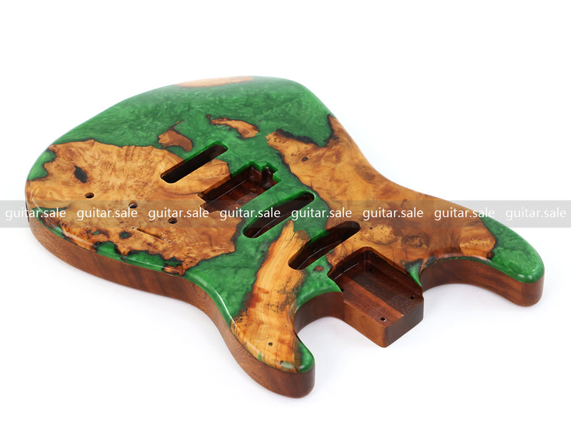 One-of-a-Kind Burl Wood Veneer Epoxy Resin ST Style Electric Guitar Body (SBE-034)