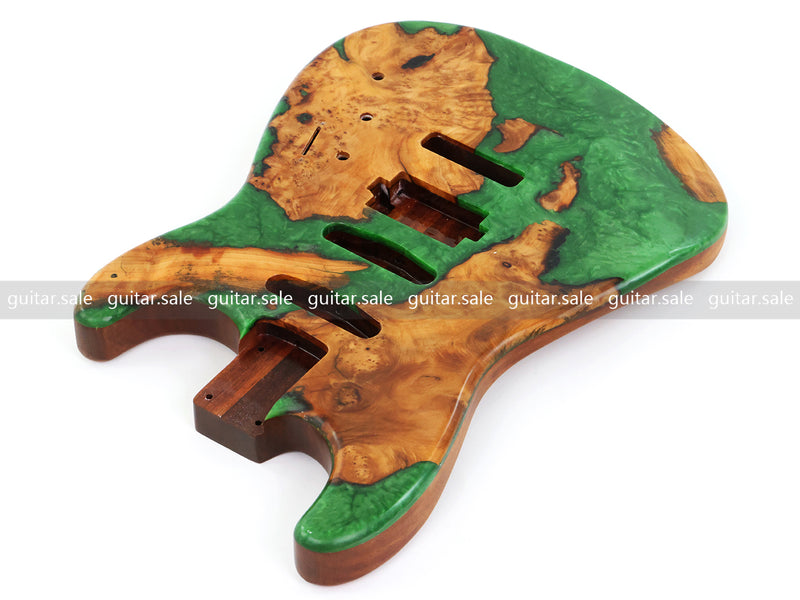 One-of-a-Kind Burl Wood Veneer Epoxy Resin ST Style Electric Guitar Body (SBE-034)