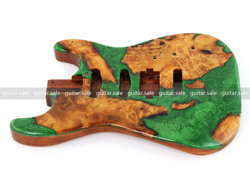 One-of-a-Kind Burl Wood Veneer Epoxy Resin ST Style Electric Guitar Body (SBE-034)
