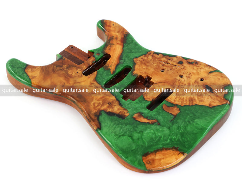 One-of-a-Kind Burl Wood Veneer Epoxy Resin ST Style Electric Guitar Body (SBE-034)