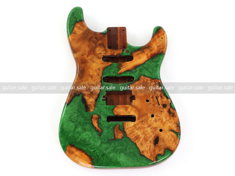 One-of-a-Kind Burl Wood Veneer Epoxy Resin ST Style Electric Guitar Body (SBE-034)