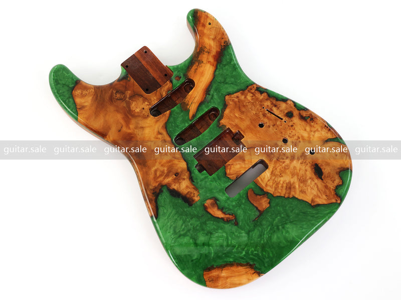 One-of-a-Kind Burl Wood Veneer Epoxy Resin ST Style Electric Guitar Body (SBE-034)