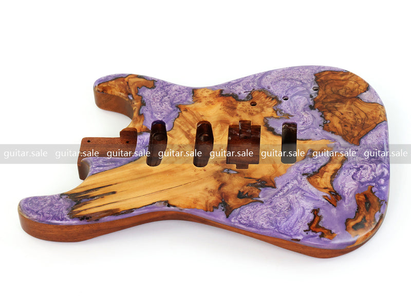 One-of-a-Kind Burl Wood Veneer Epoxy Resin ST Style Electric Guitar Body (SBE-035)