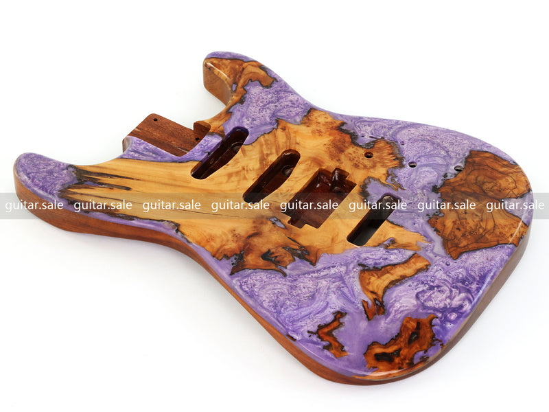 One-of-a-Kind Burl Wood Veneer Epoxy Resin ST Style Electric Guitar Body (SBE-035)