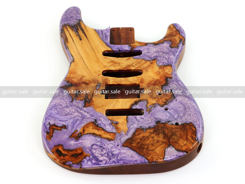 One-of-a-Kind Burl Wood Veneer Epoxy Resin ST Style Electric Guitar Body (SBE-035)