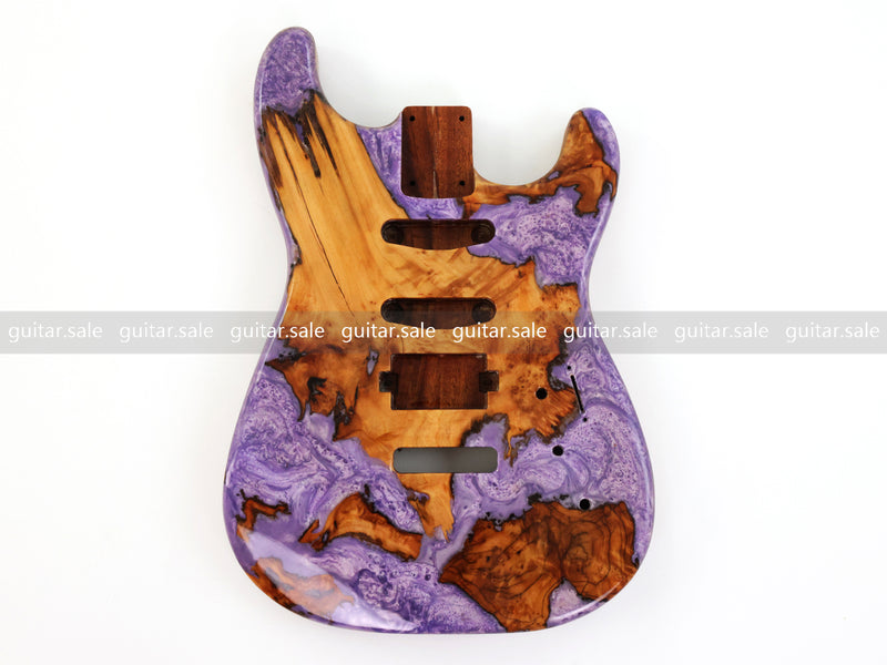 One-of-a-Kind Burl Wood Veneer Epoxy Resin ST Style Electric Guitar Body (SBE-035)