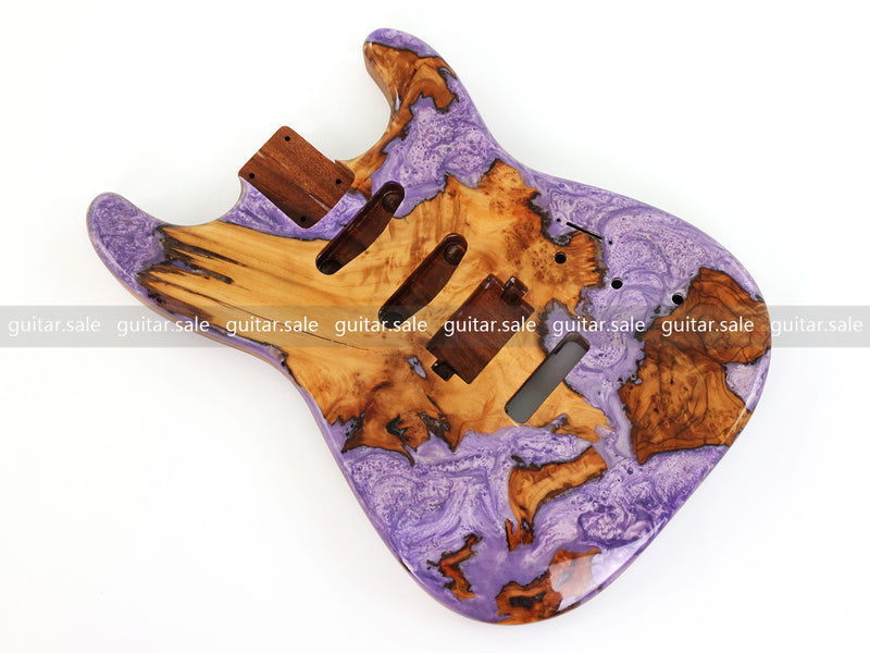 One-of-a-Kind Burl Wood Veneer Epoxy Resin ST Style Electric Guitar Body (SBE-035)