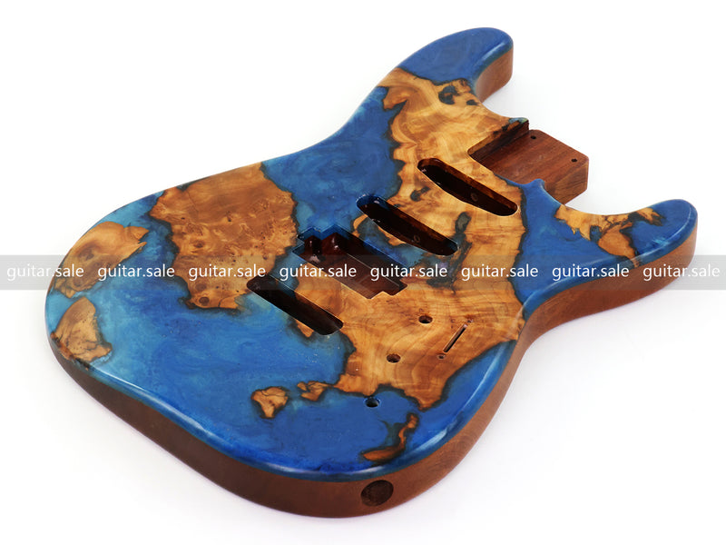 One-of-a-Kind Burl Wood Veneer Epoxy Resin ST Style Electric Guitar Body (SBE-036)