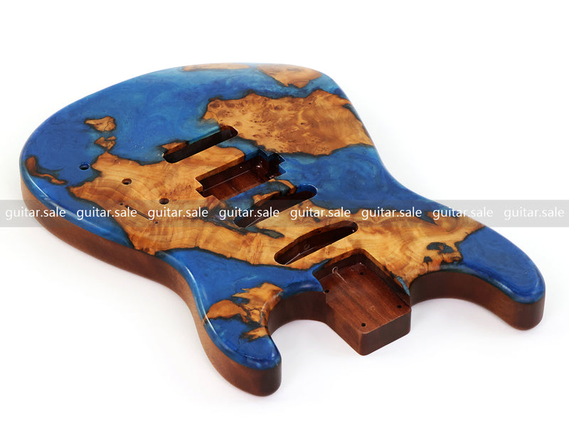 One-of-a-Kind Burl Wood Veneer Epoxy Resin ST Style Electric Guitar Body (SBE-036)
