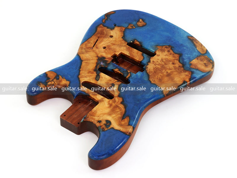 One-of-a-Kind Burl Wood Veneer Epoxy Resin ST Style Electric Guitar Body (SBE-036)