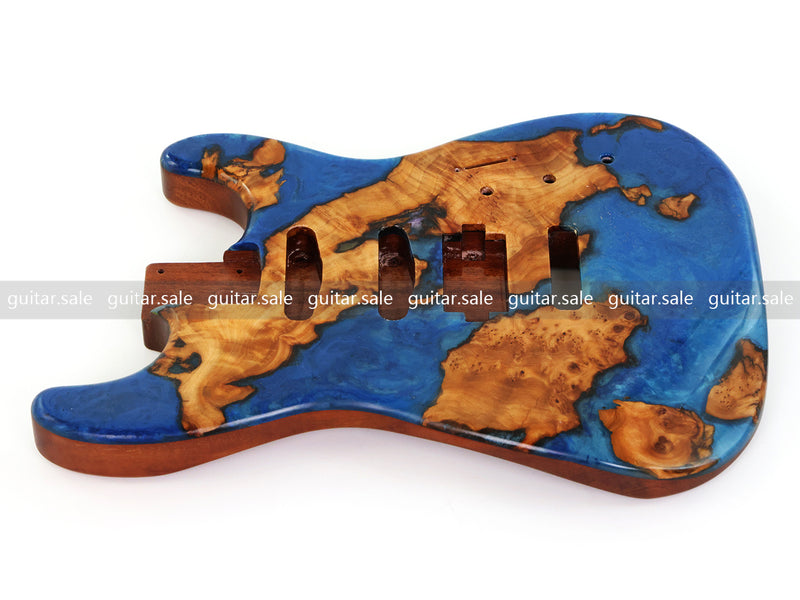 One-of-a-Kind Burl Wood Veneer Epoxy Resin ST Style Electric Guitar Body (SBE-036)