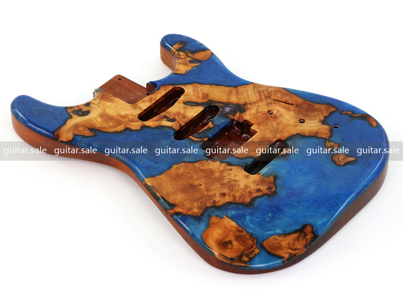 One-of-a-Kind Burl Wood Veneer Epoxy Resin ST Style Electric Guitar Body (SBE-036)