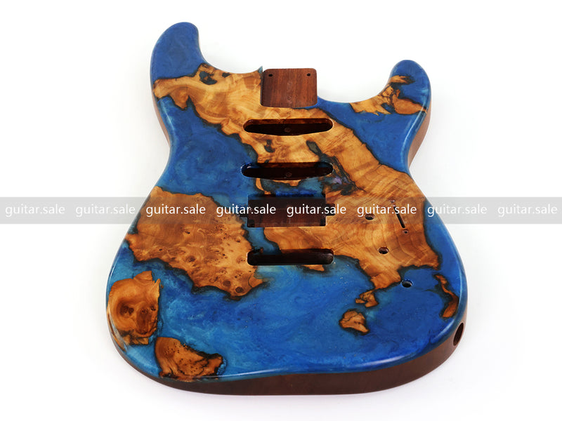 One-of-a-Kind Burl Wood Veneer Epoxy Resin ST Style Electric Guitar Body (SBE-036)