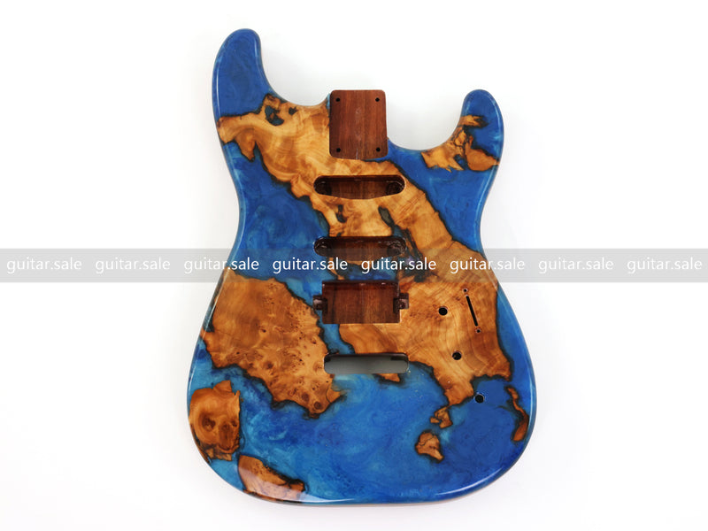 One-of-a-Kind Burl Wood Veneer Epoxy Resin ST Style Electric Guitar Body (SBE-036)