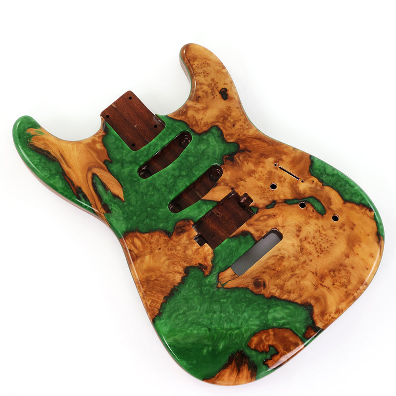 One-of-a-Kind Burl Wood Veneer Epoxy Resin ST Style Electric Guitar Body (SBE-037)
