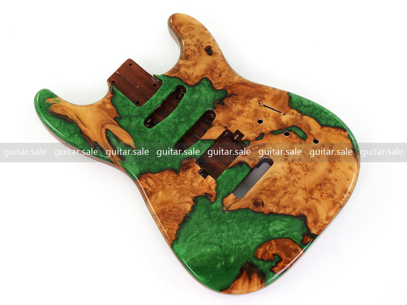 One-of-a-Kind Burl Wood Veneer Epoxy Resin ST Style Electric Guitar Body (SBE-037)