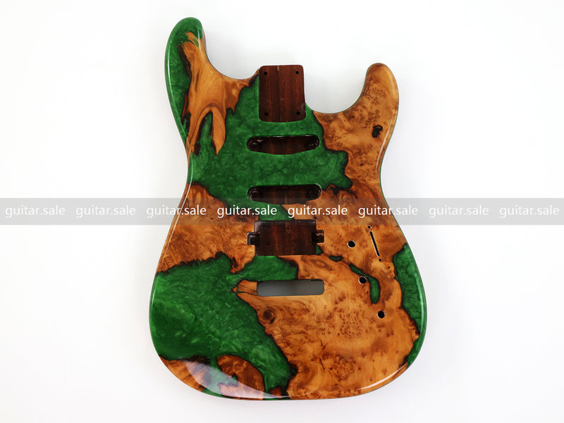 One-of-a-Kind Burl Wood Veneer Epoxy Resin ST Style Electric Guitar Body (SBE-037)