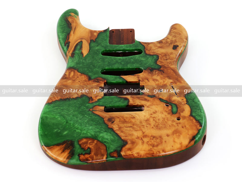 One-of-a-Kind Burl Wood Veneer Epoxy Resin ST Style Electric Guitar Body (SBE-037)