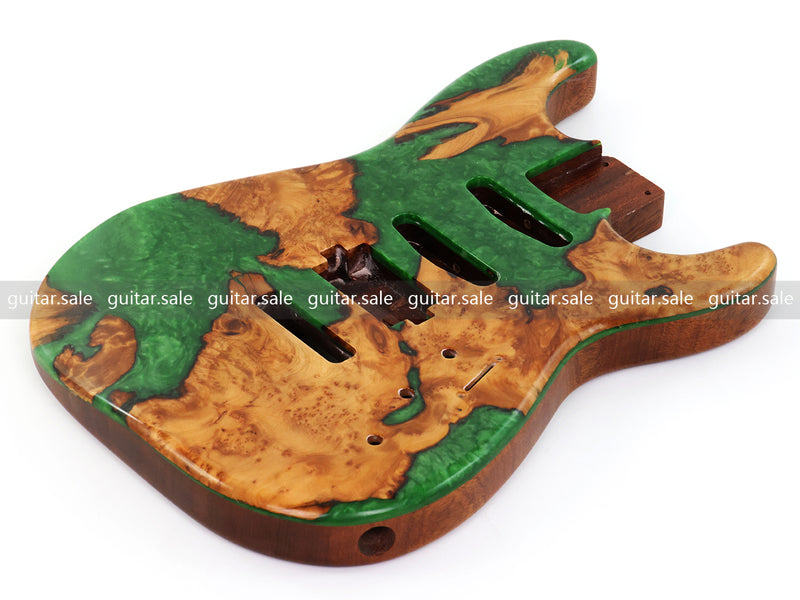 One-of-a-Kind Burl Wood Veneer Epoxy Resin ST Style Electric Guitar Body (SBE-037)