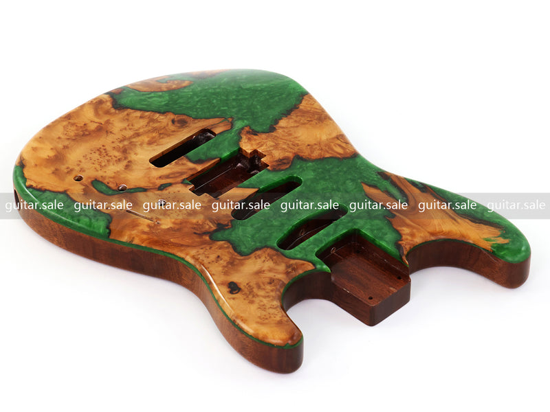 One-of-a-Kind Burl Wood Veneer Epoxy Resin ST Style Electric Guitar Body (SBE-037)