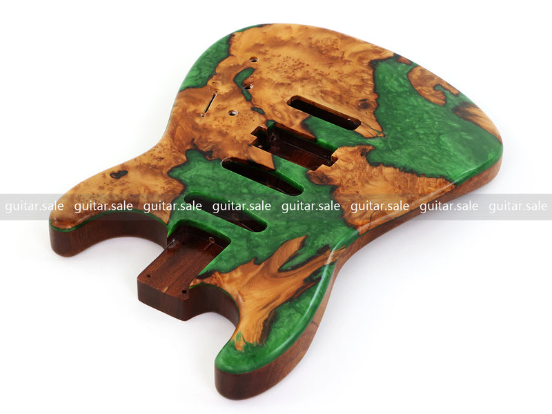 One-of-a-Kind Burl Wood Veneer Epoxy Resin ST Style Electric Guitar Body (SBE-037)