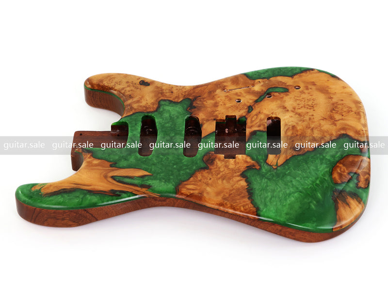 One-of-a-Kind Burl Wood Veneer Epoxy Resin ST Style Electric Guitar Body (SBE-037)