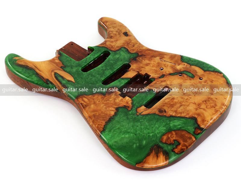 One-of-a-Kind Burl Wood Veneer Epoxy Resin ST Style Electric Guitar Body (SBE-037)
