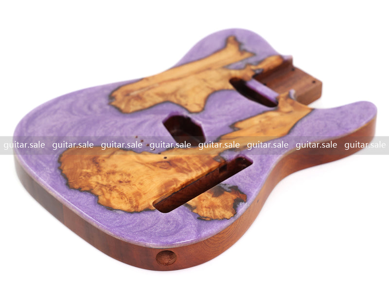 One-of-a-Kind Burl Wood Veneer Epoxy Resin TL Style Electric Guitar Body (BE-003)
