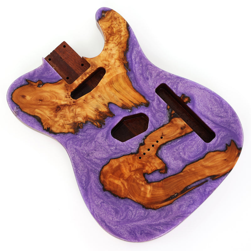 One-of-a-Kind Burl Wood Veneer Epoxy Resin TL Style Electric Guitar Body (BE-004)