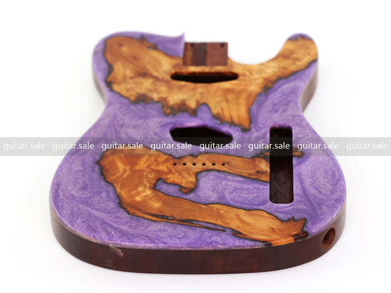 One-of-a-Kind Burl Wood Veneer Epoxy Resin TL Style Electric Guitar Body (BE-004)