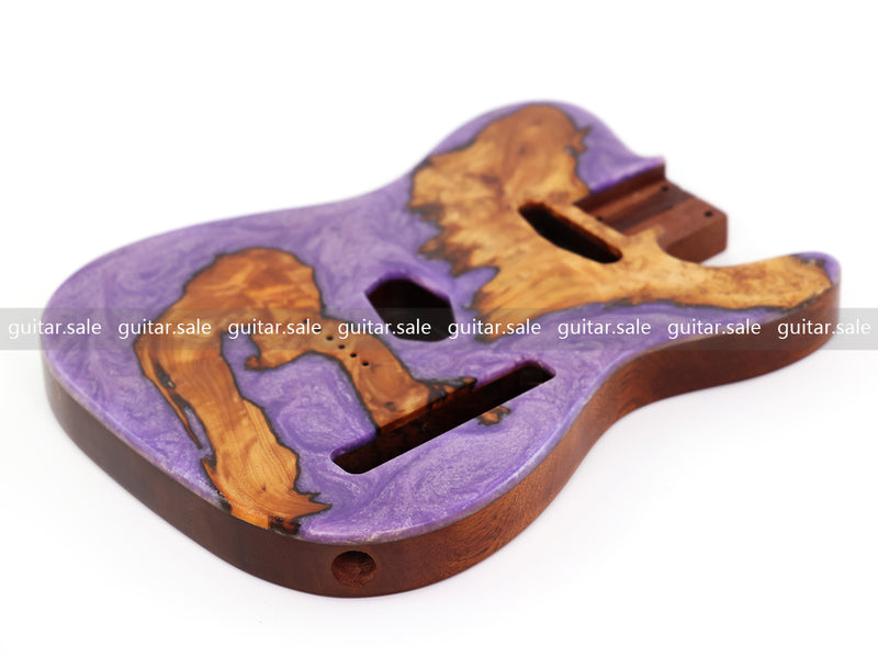One-of-a-Kind Burl Wood Veneer Epoxy Resin TL Style Electric Guitar Body (BE-004)