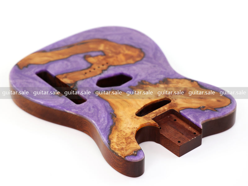One-of-a-Kind Burl Wood Veneer Epoxy Resin TL Style Electric Guitar Body (BE-004)