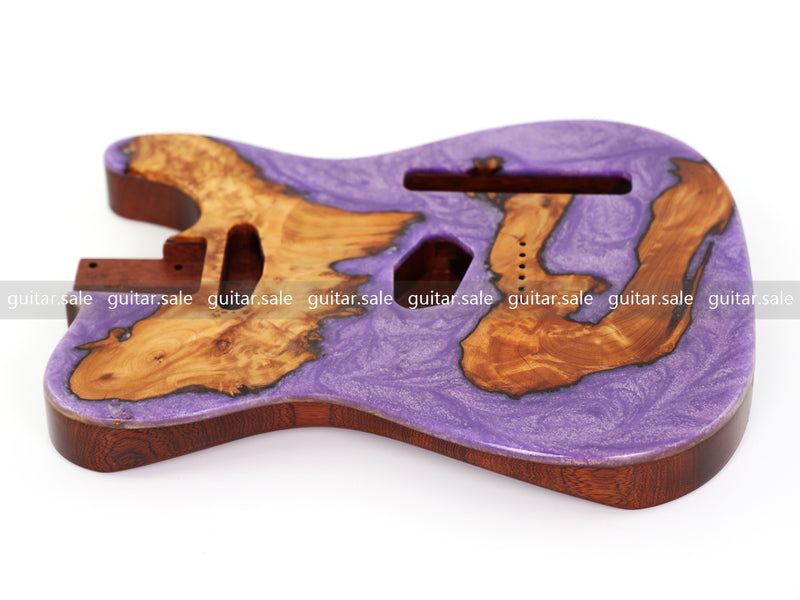 One-of-a-Kind Burl Wood Veneer Epoxy Resin TL Style Electric Guitar Body (BE-004)