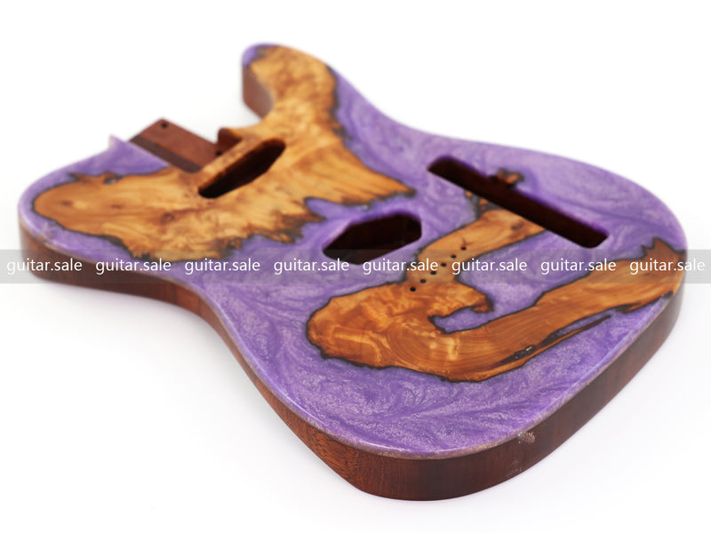 One-of-a-Kind Burl Wood Veneer Epoxy Resin TL Style Electric Guitar Body (BE-004)