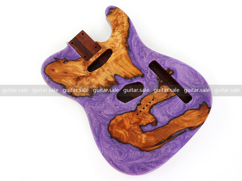 One-of-a-Kind Burl Wood Veneer Epoxy Resin TL Style Electric Guitar Body (BE-004)