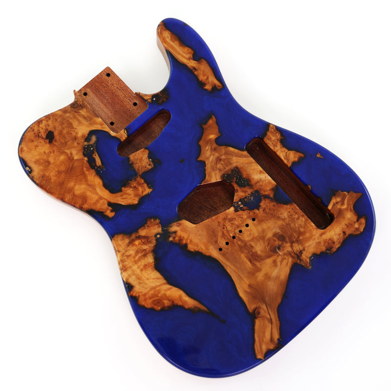 One-of-a-Kind Burl Wood Veneer Epoxy Resin TL Style Electric Guitar Body (BE-005)