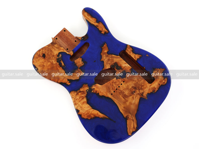 One-of-a-Kind Burl Wood Veneer Epoxy Resin TL Style Electric Guitar Body (BE-005)