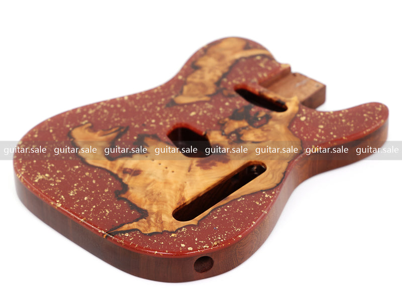 One-of-a-Kind Burl Wood Veneer Epoxy Resin TL Style Electric Guitar Body (BE-006)