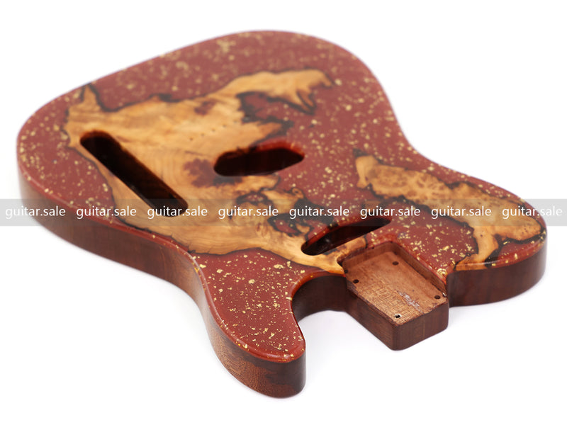 One-of-a-Kind Burl Wood Veneer Epoxy Resin TL Style Electric Guitar Body (BE-006)
