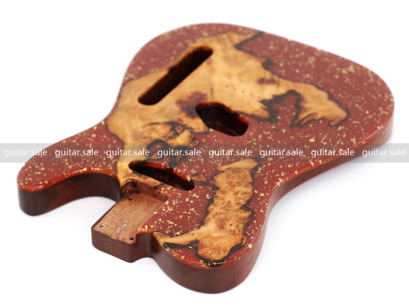One-of-a-Kind Burl Wood Veneer Epoxy Resin TL Style Electric Guitar Body (BE-006)