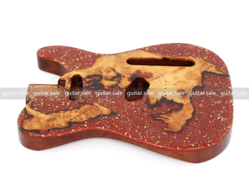 One-of-a-Kind Burl Wood Veneer Epoxy Resin TL Style Electric Guitar Body (BE-006)