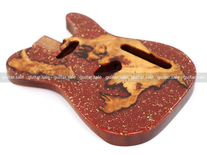 One-of-a-Kind Burl Wood Veneer Epoxy Resin TL Style Electric Guitar Body (BE-006)