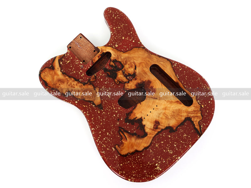 One-of-a-Kind Burl Wood Veneer Epoxy Resin TL Style Electric Guitar Body (BE-006)