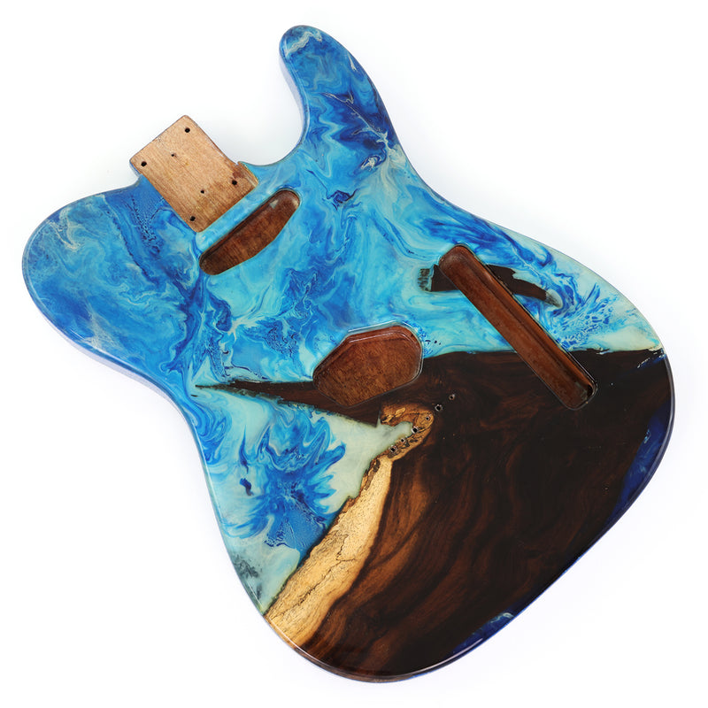 One-of-a-Kind Burl Wood Veneer Epoxy Resin TL Style Electric Guitar Body (BE-011)