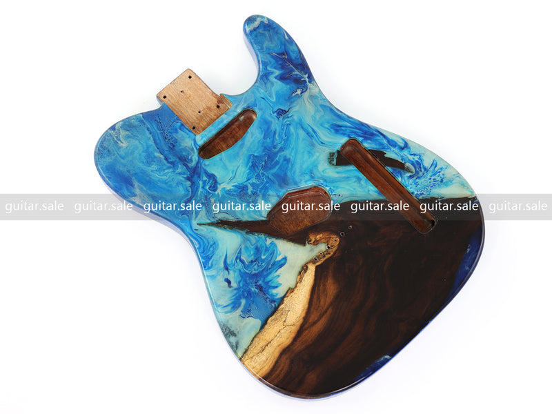 One-of-a-Kind Burl Wood Veneer Epoxy Resin TL Style Electric Guitar Body (BE-011)
